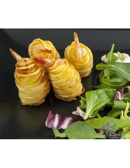 CRUJIENTE DE PATATA Y LANGOSTINO